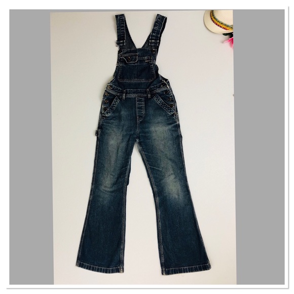Light Distressed Denim Bib Overalls 